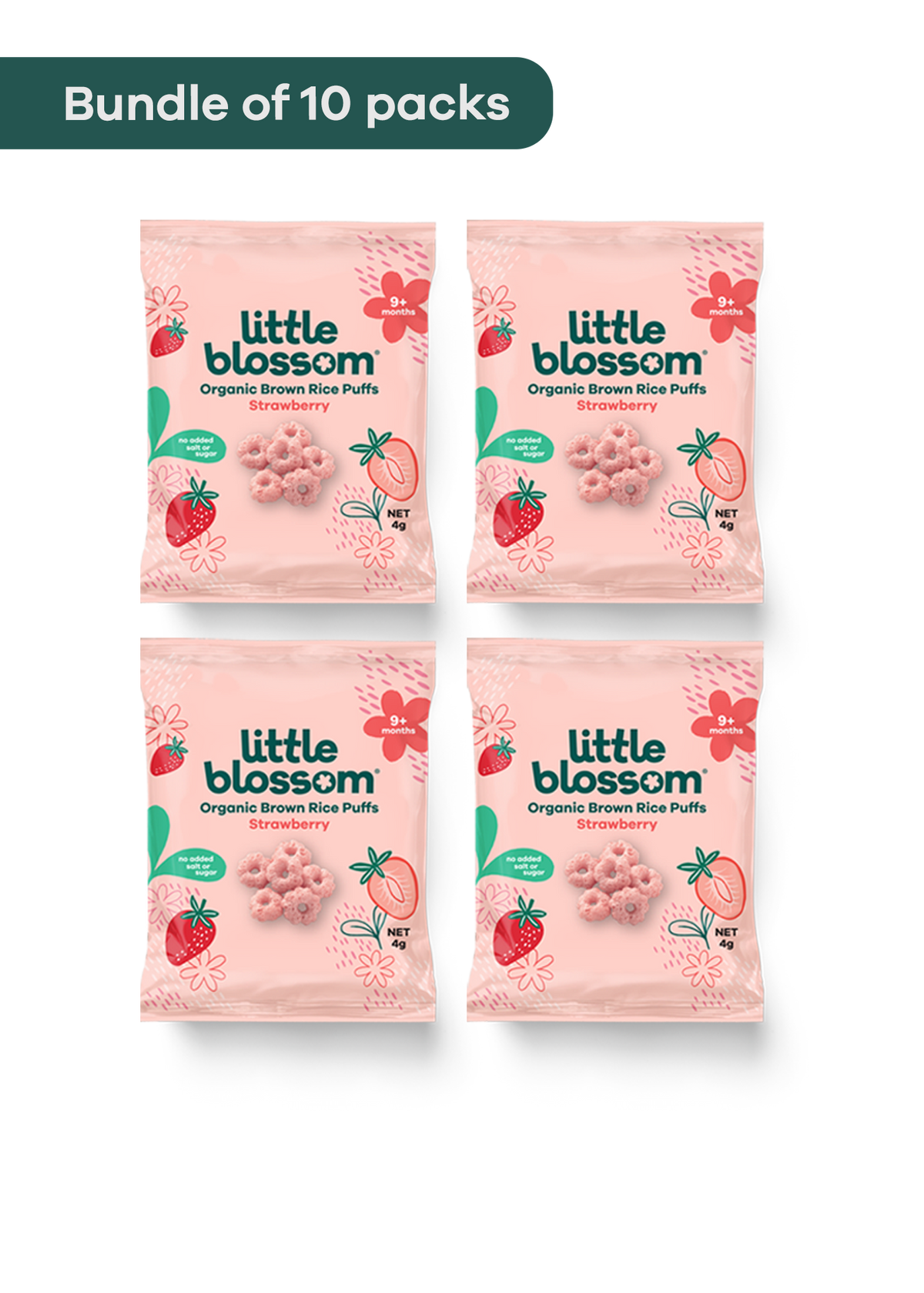 Over Fresh Mini Puff Mini Organic Strawberry Puffs (Bundle of 10 packs) — Little Blossom