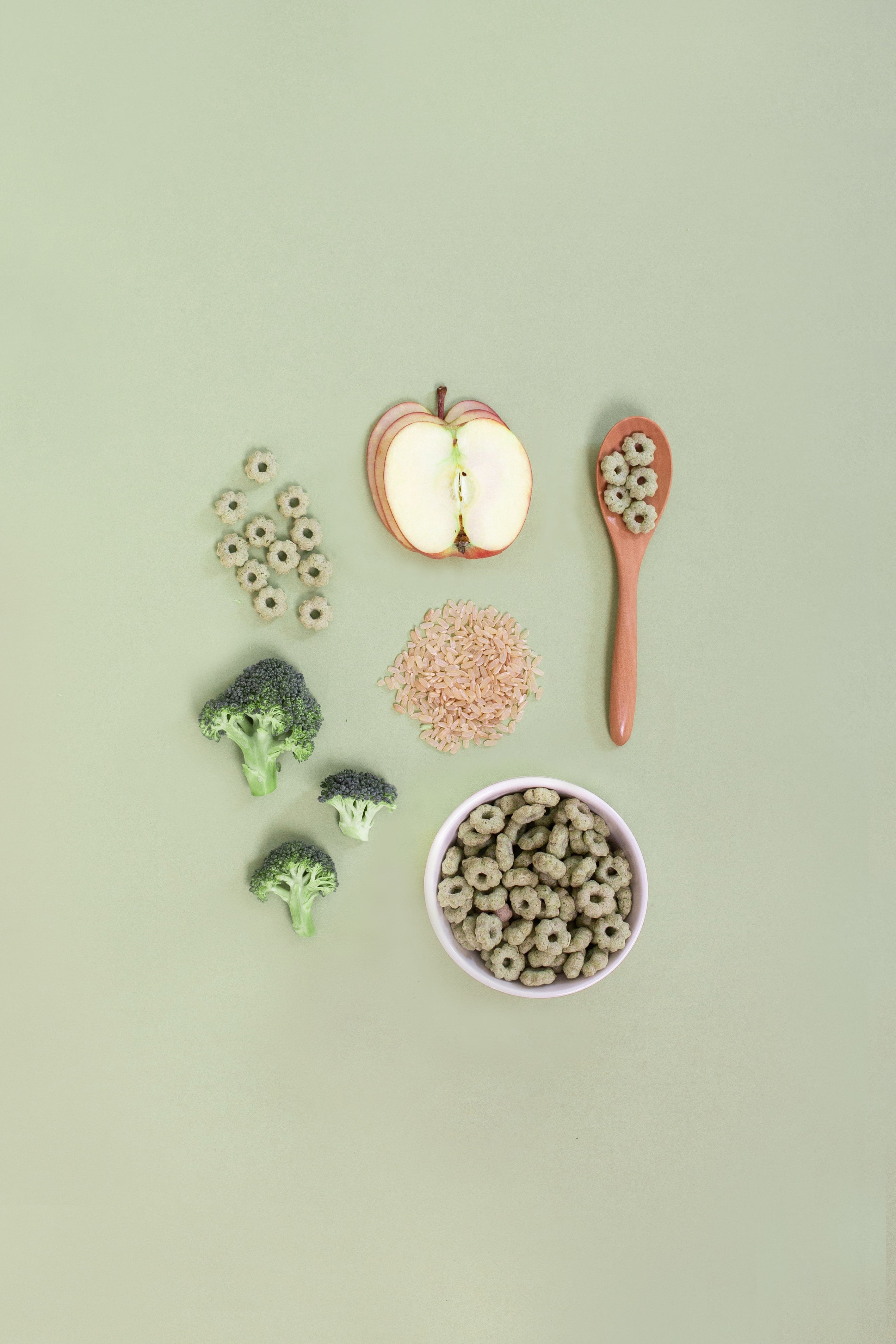 Little Blossom Organic Baby Puff Apple Broccoli Flat Lay